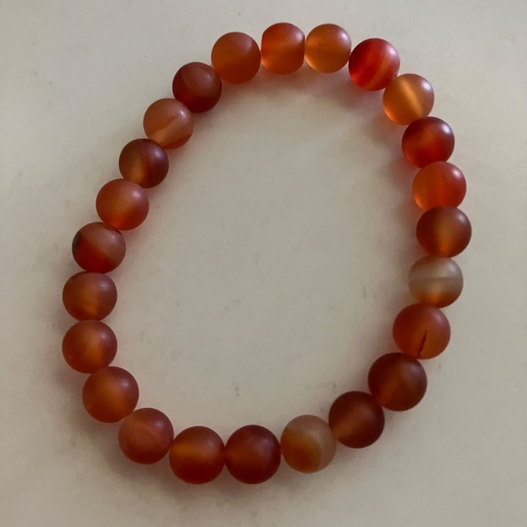 Matte Elastic Carnelian Beaded Bracelet NWOT - Picture 6 of 6